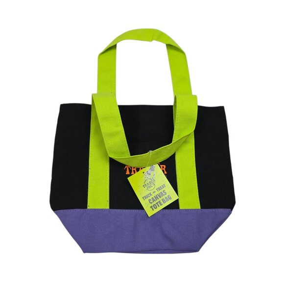 Four 2025 Trader Joes Multicolor Canvas Tote Bag Trick R Treat Halloween 81415 - Picture 4 of 13